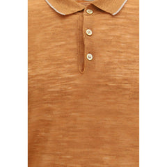 Orange Linen Polo Shirt
