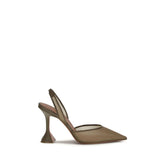 Brown Nylon High Heel Pumps