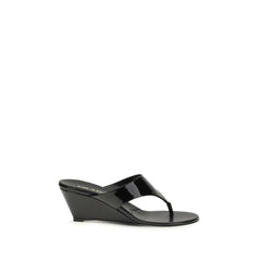 Black Calf Leather Bos Taurus Wedge Sandals