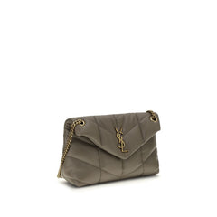 Gray Lamb Leather Shoulder Bag