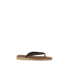 Brown Calf Leather Bos Taurus Flip-Flop Sandals