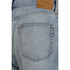 جينز قطن أزرق بساق مستقيمة