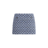 Blue Cotton Mini Skirt