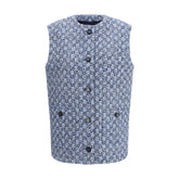 Blue Cotton Sleveless Jacket