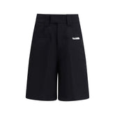 Black Cotton Bermuda Shorts