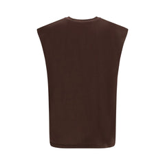 Brown Cotton Sleeveles T-Shirt