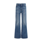 Blue Cotton Flared Jeans