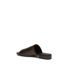 Brown Calf Leather Bos Taurus Slides