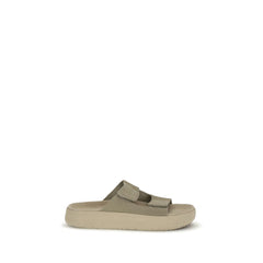 Beige Calf Leather Bos Taurus Flat Sandals