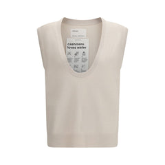 Beige Cashmere Sleeveles Sweater