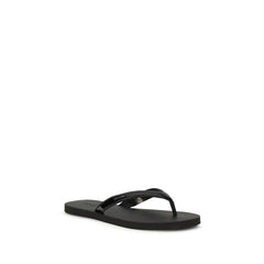 Black Calf Leather Bos Taurus Flip-Flop Sandals