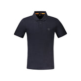 Blue Cotton Men Polo Shirt