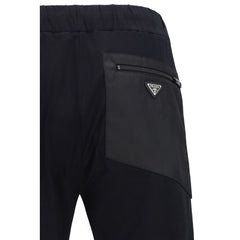 Black Nylon Casual Pants