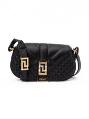 Black Leather Quilted Shoulder Strap Bag