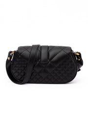 Black Leather Quilted Shoulder Strap Bag