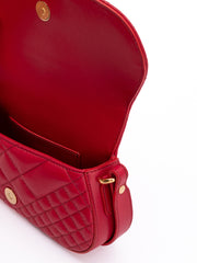 Red Leather Quilted Shoulder Strap Bag