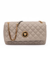 Taupe Quilted Leather Shoulder Strap Bag