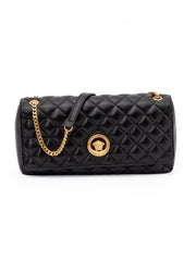 Black Quilted Leather Shoulder Strap Bag