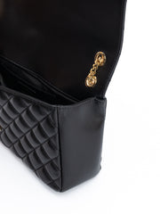 Black Quilted Leather Shoulder Strap Bag