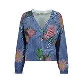 Blue Cotton Womens Cardigan