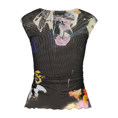 Black Polyester Women Tank Top