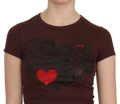Brown Hearts Short Sleeve Casual T-Shirt Top