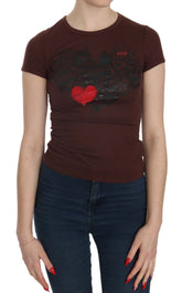 Brown Hearts Short Sleeve Casual T-Shirt Top