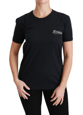 Blue Amore Patch Crewneck Cotton Top T-Shirt