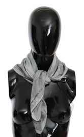 Gray Silk Shawl Foulard Wrap Scarf