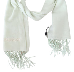 Light Green Pattern Cashmere Unisex Wrap Fringes Scarf