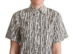 White Floral Collared Blouse Shirt