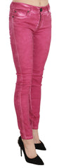 Pink Velvet Mid Waist Skinny Trouser Pants