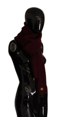 Dark Red Cashmere Logo Wrap Shawl Knitted Scarf
