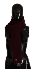 Dark Red Cashmere Logo Wrap Shawl Knitted Scarf