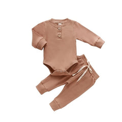 Newborn Baby Outfits for Spring and Autumn – Ribbed Solid Sets for Girls and Boys