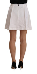 White High Waist A-line Mini Cotton Skirt