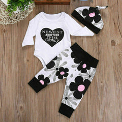 Children's cotton long-sleeved heart-shaped printing three-piece suit