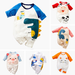 Baby Cartoon Crawling Clothes Cotton Long-sleeved Breasted Romper