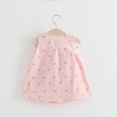 Solid color bow floral print halter skirt