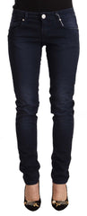 Blue Washed Cotton Low Waist Slim Fit Denim Jeans
