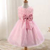Rose flower bowknot girls dress wedding dress princess