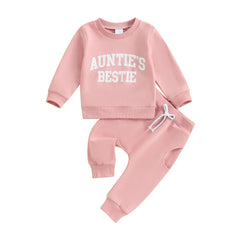Girls Fashion Simple Letter Print Sweatshirt Suit