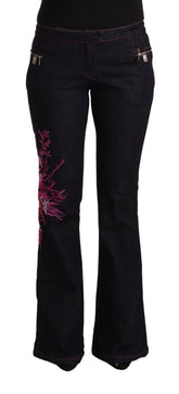 Black Cotton Stretch Mid Waist Cotton Flared Denim Jeans