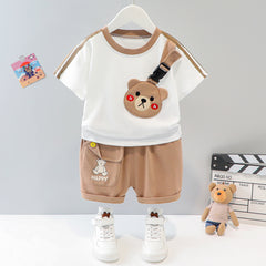 Short-sleeved Cartoon Animal Two-piece Set Children's Western Style