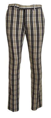 Multicolor Checkered Cotton Straight Fit Men Pants
