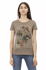 Brown Cotton Women's T-Shirt