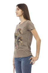 Brown Cotton Women's T-Shirt