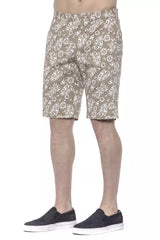 Beige Cotton Men Bermuda Shorts
