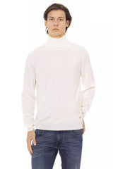 White Fabric Men Turtleneck Sweater
