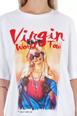 تي شيرت نسائي قطن أبيض قطن نسائي